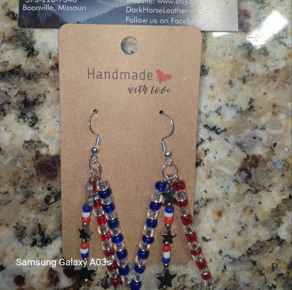Patriotic Beaded Dangle Earrings